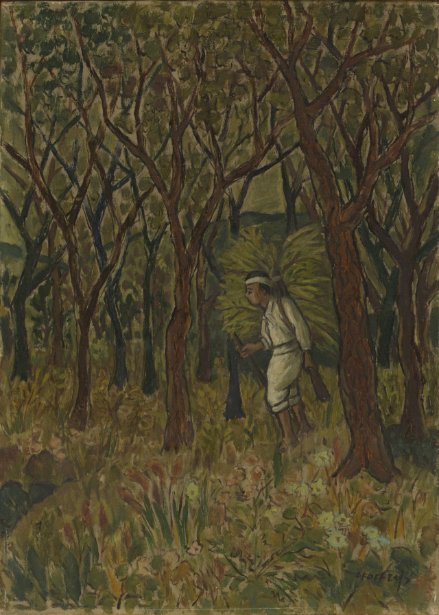 ▲나무꾼, 1950년대, 캔버스에 유채, 70.5x50.5㎝, 경남도립미술관 소장.